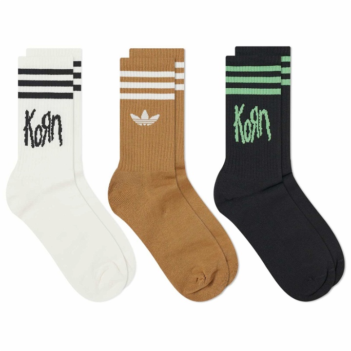 Photo: Adidas x Korn Socks in Off White/Black/Brown Desert