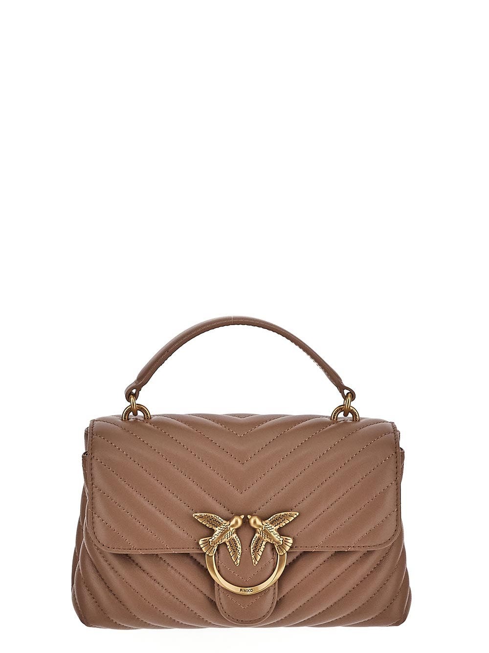 Pinko Women's Love One Mini Quilted Leather Shoulder Bag Beige