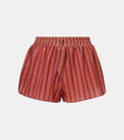 Oséree Striped lamé shorts
