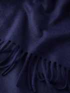 Begg & Co - Arran Fringed Brushed-Cashmere Scarf - Blue