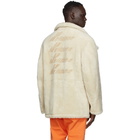 We11done Beige Sherpa Embossed Logo Jacket