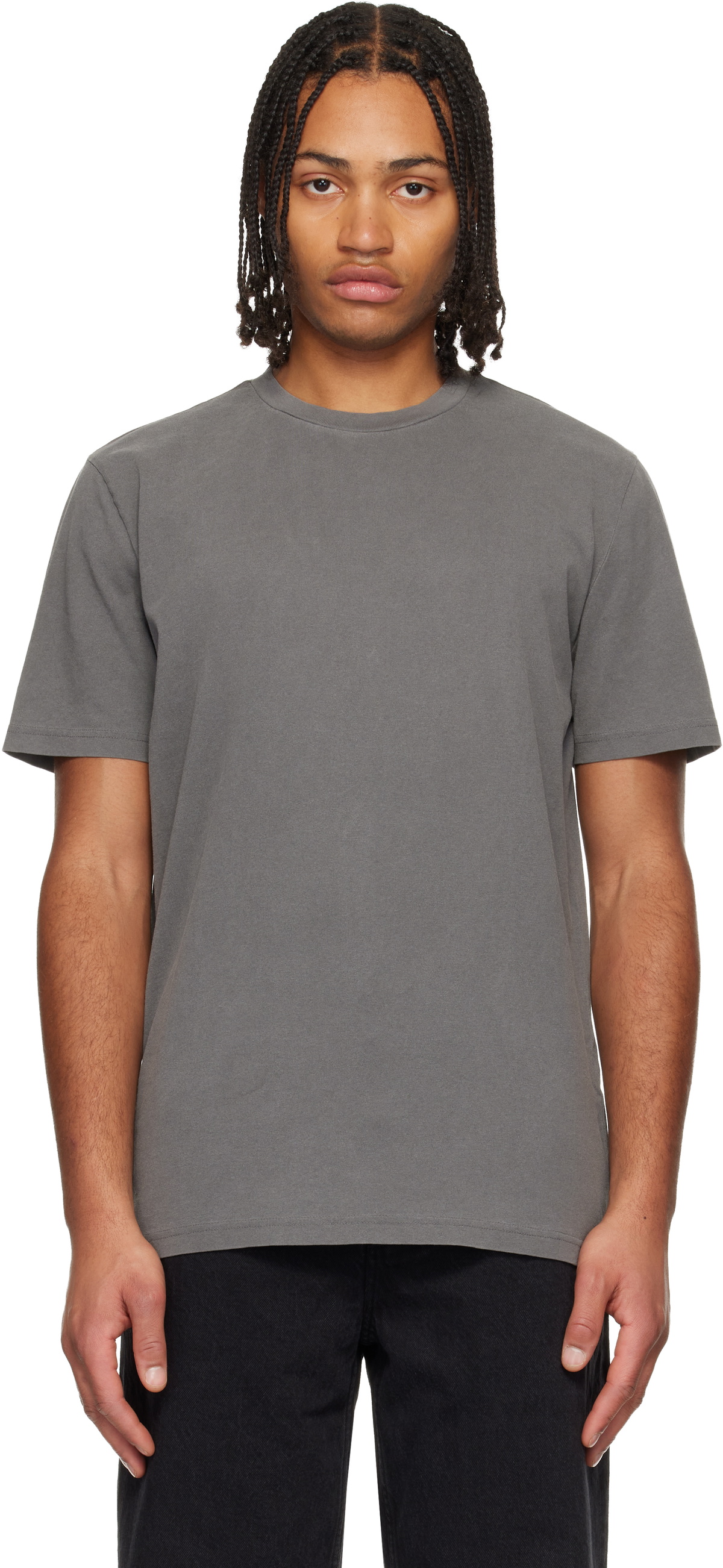 A.P.C. Men's Multicolour Vpc T-Shirt in Heathered Light Grey/Green