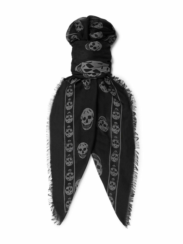 Photo: McQueen - Fringed Printed Modal and Silk-Blend Scarf