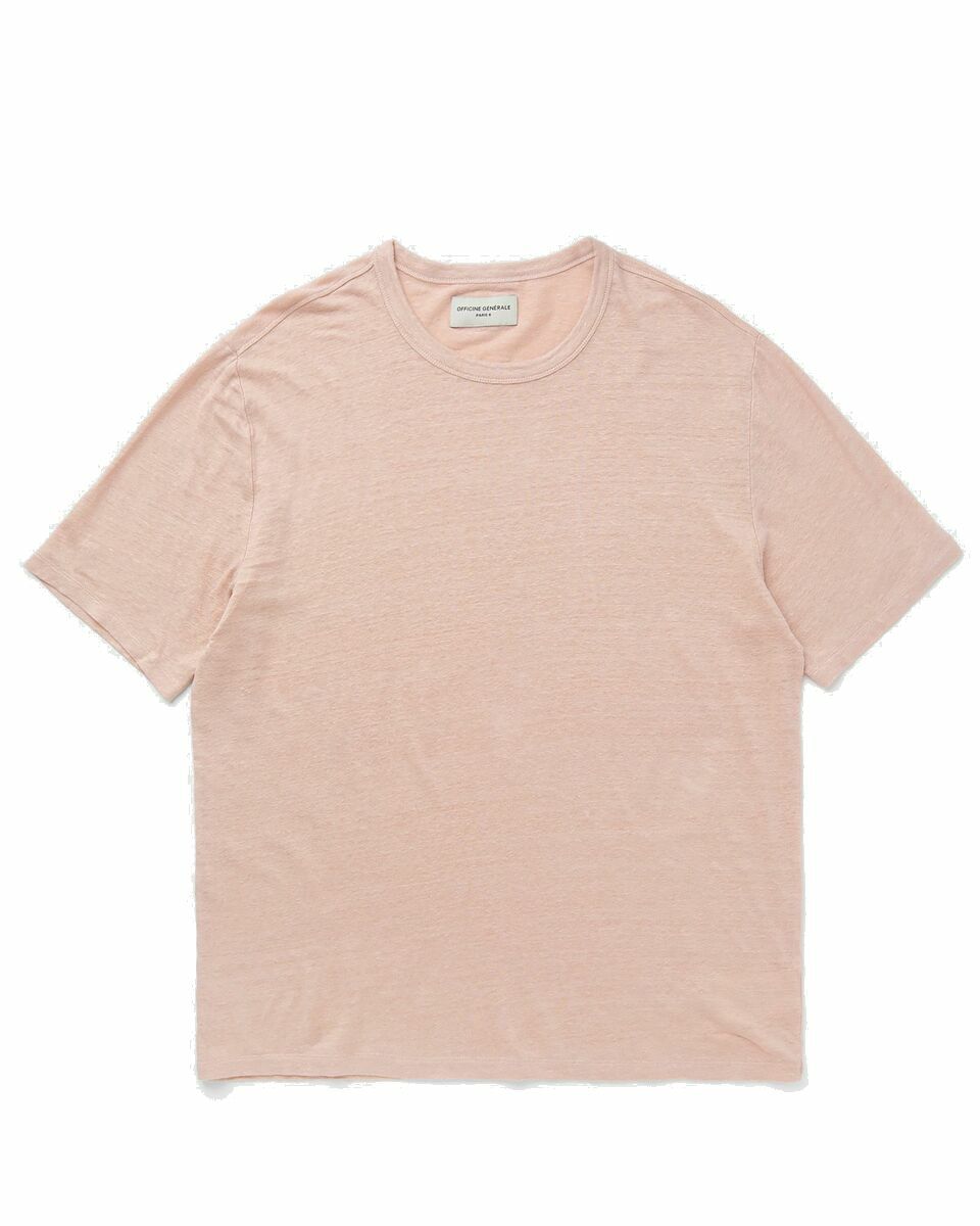 Photo: Officine Générale Ss Tee Piece Dyed French Linen Pink - Mens - Shortsleeves