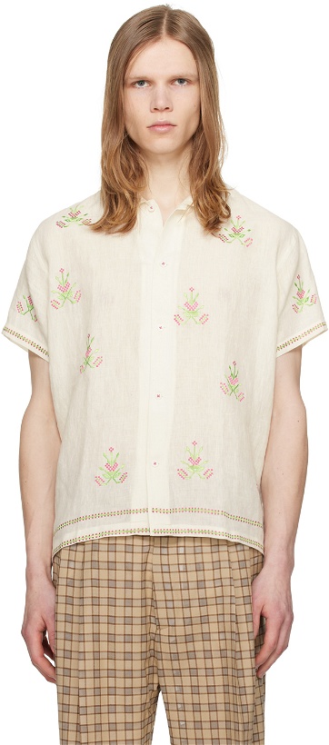 Photo: HARAGO Off-White Embroidered Shirt