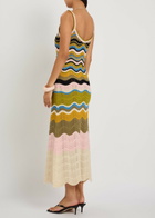 LA Double J Chevron Pointelle-knit Cotton Midi Dress Multicoloured
