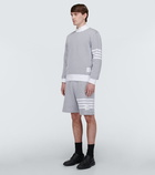 Thom Browne - 4-Bar striped seersucker cotton shorts