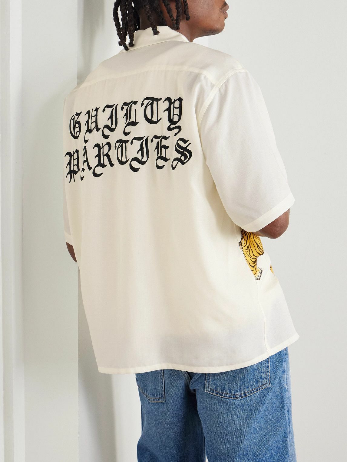 Wacko Maria - Convertible-Collar Logo-Print Recycled-TENCEL™ Shirt - White