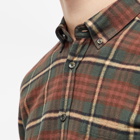 Portuguese Flannel Men's Smog Button Down Check Shirt in Green/Brown