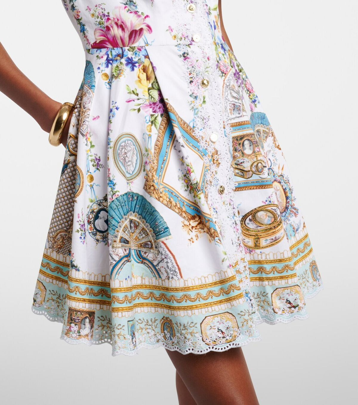 Camilla Embellished printed cotton minidress