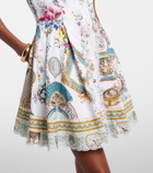Camilla Embellished printed cotton minidress