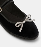 Giambattista Valli Bow-detail velvet ballet flats