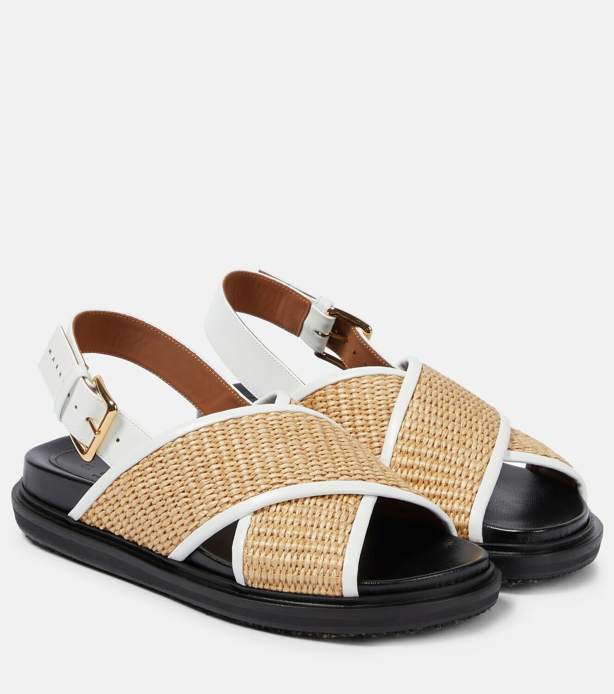 【送料&関税込】Sandals Marni Marni Fussbett Black Leather Buckle Strap Sandals Size 37 EU