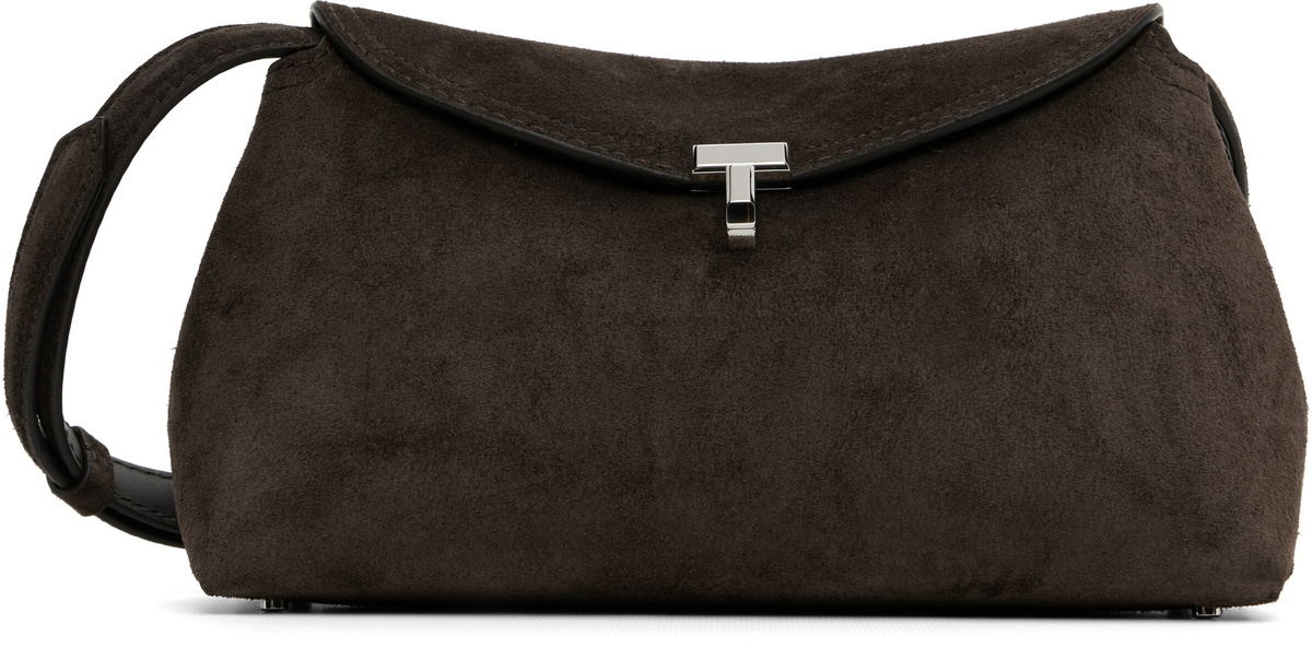 TOTEME Brown T-Lock Suede Top Handle Bag