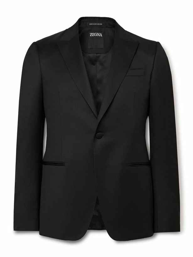 Photo: Zegna - Slim-Fit Satin-Trimmed Wool and Mohair-Blend Tuxedo Jacket - Black