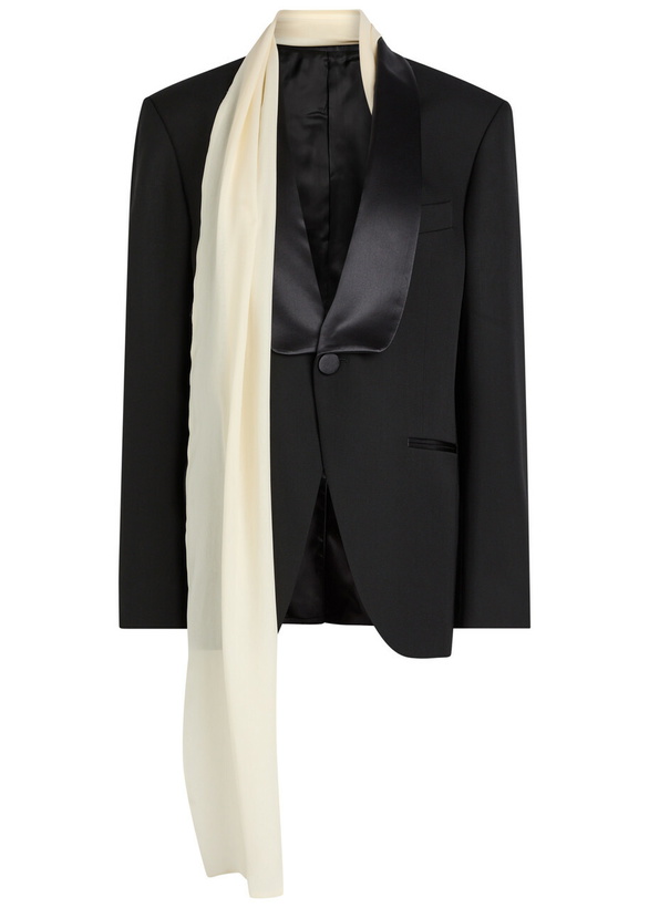 Photo: Armarium Rania Scarf-effect Wool and Silk-blend Jacket Black