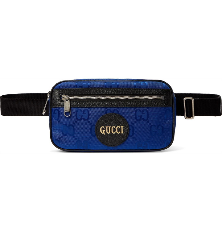Photo: GUCCI - Off the Grid Leather-Trimmed Monogrammed ECONYL Canvas Belt Bag - Blue