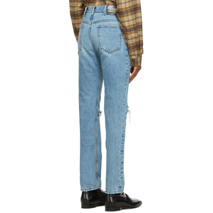 Gucci Blue Ripped Eco Washed Jeans Gucci