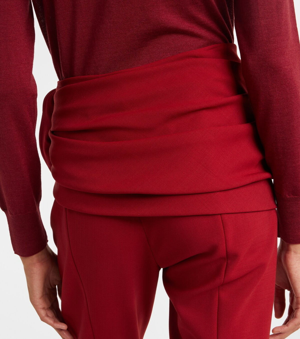 Carolina Herrera Floral-appliqué draped wool-blend flared pants