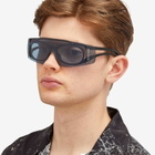 Alexander McQueen Men's Bio Injection Sunglasses in Black/Black/Blue 
