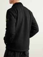 Stone Island - Logo-Appliquéd Twill-Panelled Cotton-Blend Jersey Zip-Up Sweatshirt - Black