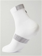 ON - Ultralight Mid Striped Recycled-Mesh Running Socks - White