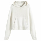 Palm Angels Women's Curved Logo Knitted Hoodie in White/Light Beige