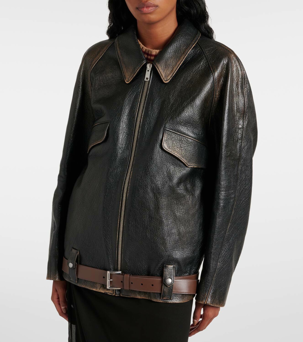 ジャケット・アウター OLD PRADA LEATHER JACKAT Leather Coat