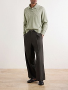 BODE - Blaze Embroidered Wool Polo Shirt - Green