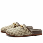 Gucci Men's GG Jacquard Horsebit Mule in Beige