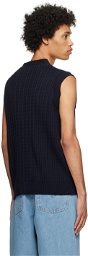 Manors Golf Navy Cable Knit Vest