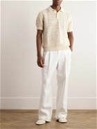 Loro Piana - Open-Knit Cotton Polo Shirt - Neutrals
