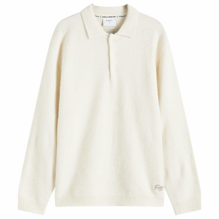 Photo: Percival Men's Rugby Mohair Polo in Ecru