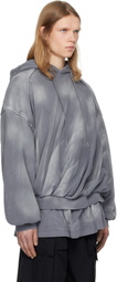 Juun.J Blue Layered Twisted Hoodie