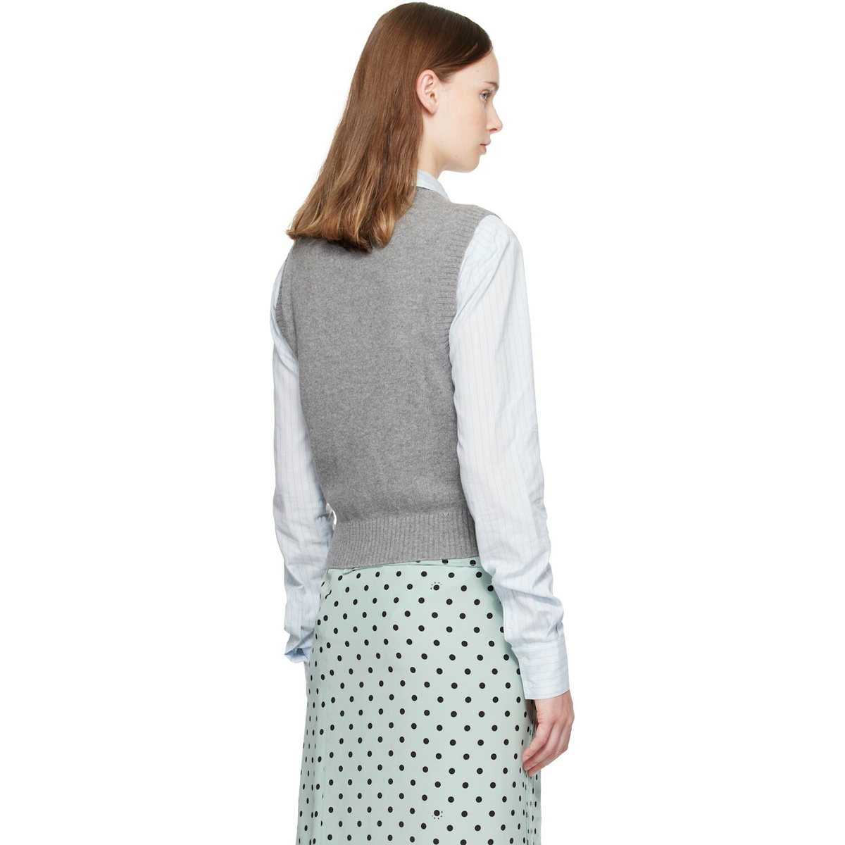 GANNI Gray Flowers Sweater Vest
