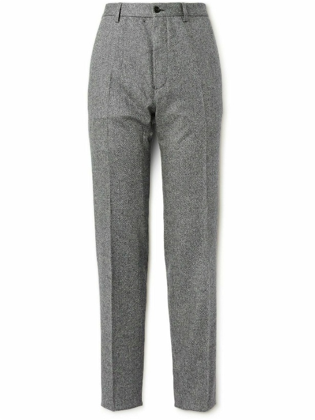Photo: Mr P. - Phillip Tapered Pleated Wool-Blend Trousers - Gray