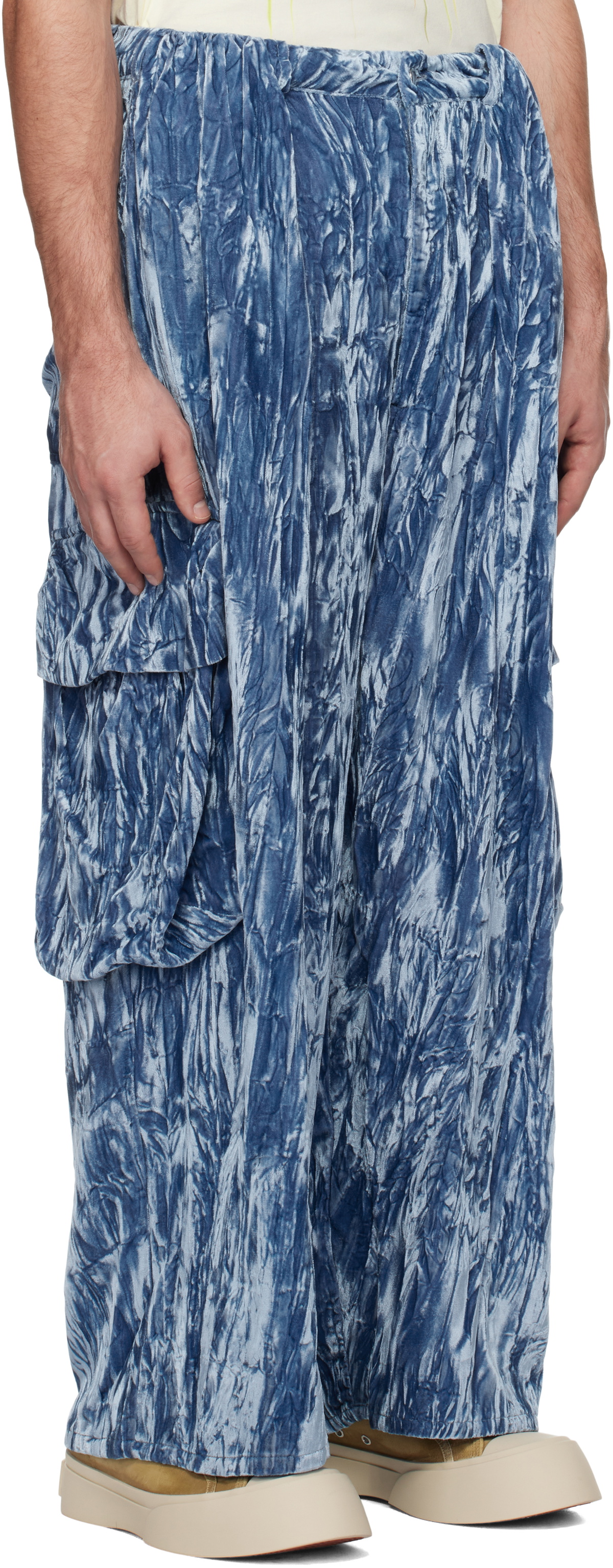 Collina Strada Blue Pleated Cargo Pants