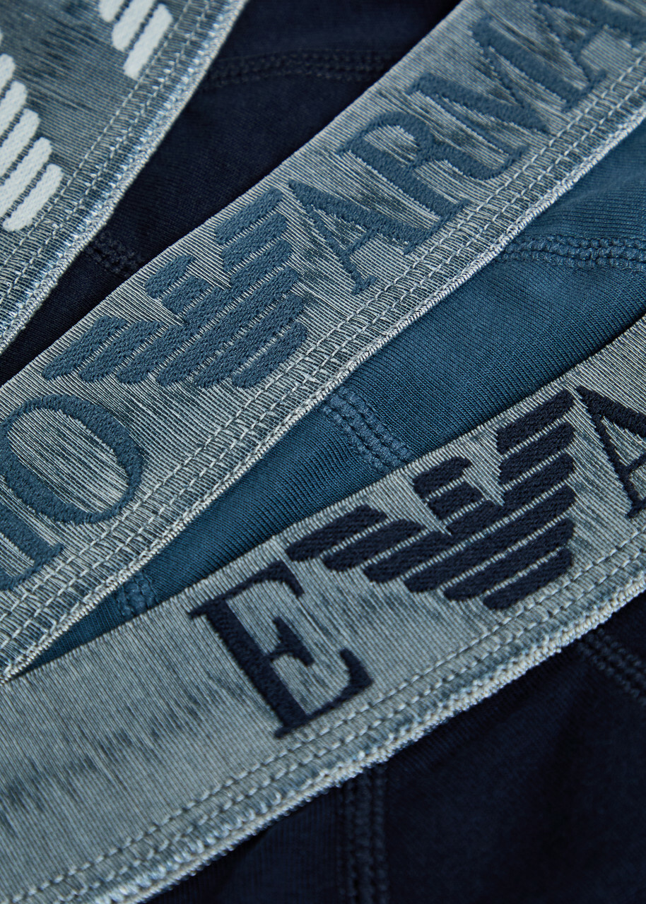 Emporio Armani Logo Stretch-cotton Briefs set of Three Blue