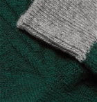 Mr P. - Colour-Block Ribbed Wool-Blend Socks - Green