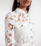 Self-Portrait Belted guipure lace shirt dress