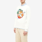 Casablanca Men's Orbit Orange Crew Knit in Off White