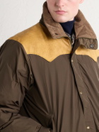 RRL - Padded Leather-Trimmed Shell Jacket - Brown