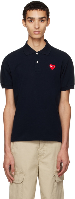 Photo: COMME des GARÇONS PLAY Navy Heart Polo