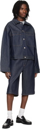 AGOLDE Navy Fusion Skater Denim Shorts