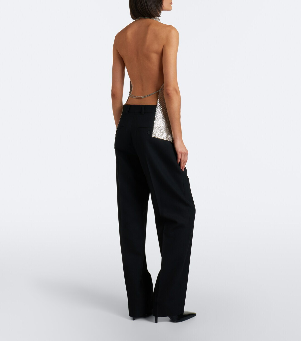 Stella McCartney Asymmetric open-back chainmail top