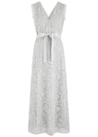 Huishan Zhang Esma Embellished Tulle Maxi Dress Silver