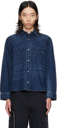 lesugiatelier Navy Pin-Tuck Denim Shirt