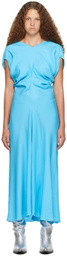 Meryll Rogge Blue Cap Sleeve Maxi Dress