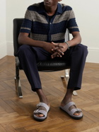 Orlebar Brown - Fabien Striped Crocheted Cotton and Linen-Blend Shirt - Blue