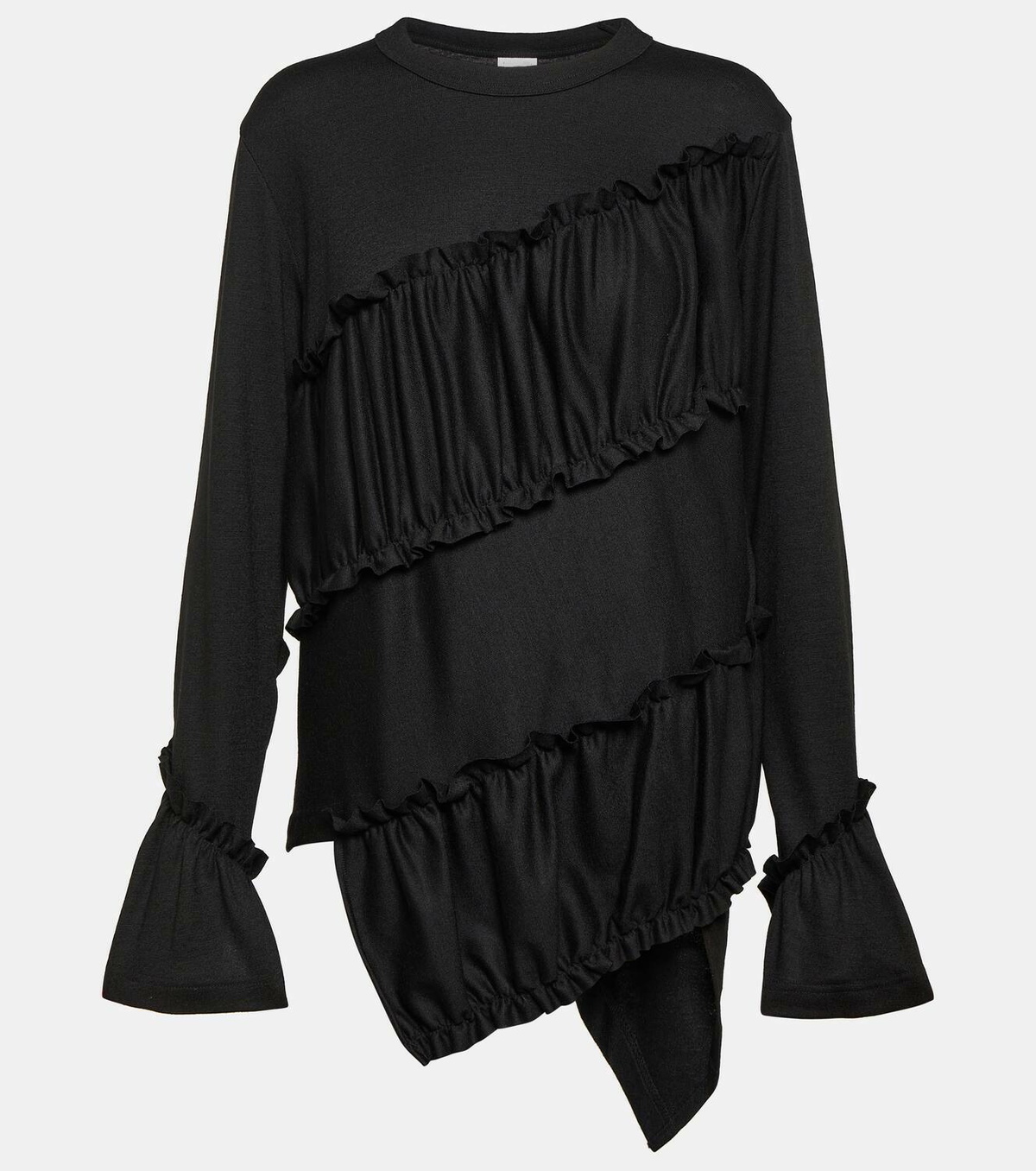 Noir Kei Ninomiya Ruffled asymmetric wool sweater